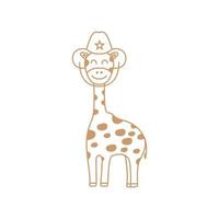 Illustration niedliche Cartoon-Tier-Giraffe mit Hut-Polizei-Logo-Symbol-Vektor vektor