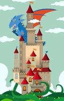 Dragon flyger över slottet vektor