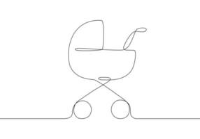 barnvagn kontinuerlig linjekonst. vektor illustration barnvagn isolerad på vit bakgrund.