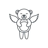 björn med vingen söt tecknad logotyp vektor illustration designbild