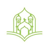 koran offen mit kuppel moschee linie logo design vektorgrafik symbol symbol zeichen illustration kreative idee vektor