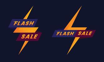 Werbebanner Flash-Verkauf mit Donnersymbol im dunklen Hintergrund, eps 10 Vektor isoliert geeignet für Werbung, Banner und Posterelemente