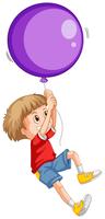 Kleiner Junge und lila Ballon vektor
