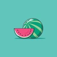 Wassermelonen-Vektor-Symbol-Illustration. Fruchtvektor. flacher karikaturstil geeignet für web-landingpage, banner, flyer, aufkleber, tapete, hintergrund vektor