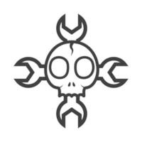 Schädel mit Kreuzschlüssel Logo Design Vektorgrafik Symbol Symbol Zeichen Illustration kreative Idee vektor