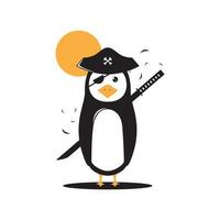 söt pirat pingvin logotyp design vektor grafisk symbol ikon tecken illustration kreativ idé