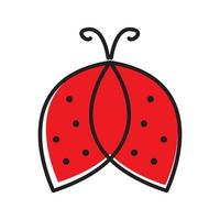 färgglada röda lady bug insekt linje logotyp symbol ikon vektor grafisk design illustration idé kreativ