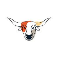 huvud ko eller boskap linje kontur färgglada logotyp vektor ikon illustration