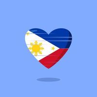 philippinische flagge geformte liebesillustration vektor