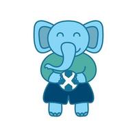 tier elefant spielen fußball niedlichen cartoon logo symbol illustration vektor