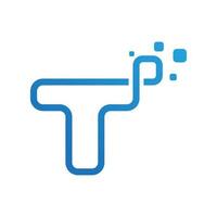 bokstaven t linje data tech logotyp symbol ikon vektor grafisk design
