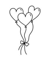 süße herzförmige Luftballons isoliert auf weißem Hintergrund. handgezeichnete Vektorgrafik im Doodle-Stil. perfekt für valentinstag-designs, karten, dekorationen, logo. vektor