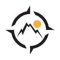 kompass mit berg und sonnenuntergang logo symbol symbol vektor grafik design illustration idee kreativ