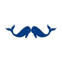 twin whale logotyp symbol ikon vektor grafisk design