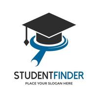 Student-Finder-Vektor-Logo-Vorlage. Dieses Design verwendet ein Lupensymbol. für die Ausbildung geeignet. vektor