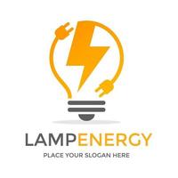 Lampe-Energie-Vektor-Logo-Vorlage. Dieses Design verwendet Donnersymbol. geeignet für Industrie oder Technik. vektor
