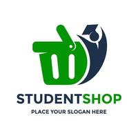 student butik vektor logotyp mall. denna design använder hatt och väska symbol. lämplig för utbildning.