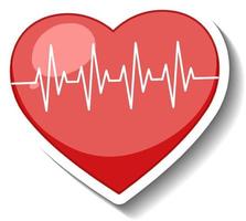 ein rotes Herz mit Pulslinien-Cartoon-Aufkleber vektor