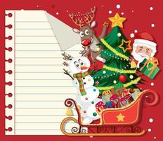 leeres papier im weihnachtsthema mit weihnachtsmann vektor