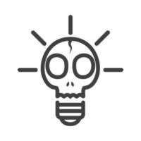 Glühbirne Lampe mit Totenkopf Logo Design Vektorgrafik Symbol Symbol Zeichen Illustration kreative Idee vektor