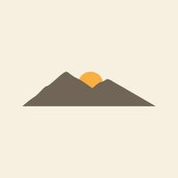 farbiger vintager minimaler berg mit sonnenuntergang logo design vektorgrafik symbol symbol zeichen illustration kreative idee vektor