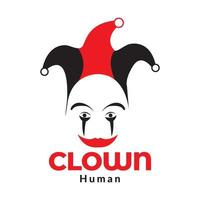 Clown Gesicht traurig glücklich Logo Design Vektorgrafik Symbol Symbol Zeichen Illustration kreative Idee vektor