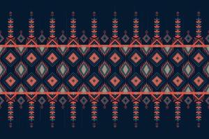 blau und orange auf indigo. geometrisches ethnisches orientalisches Muster traditionelles Design für Hintergrund, Teppich, Tapete, Kleidung, Verpackung, Batik, Stoff, Vektorillustrationsstickereiart vektor