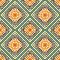 sonnenblume auf grün. geometrisches ethnisches orientalisches Muster traditionelles Design für Hintergrund, Teppich, Tapete, Kleidung, Verpackung, Batik, Stoff, Vektorillustrationsstickereiart vektor