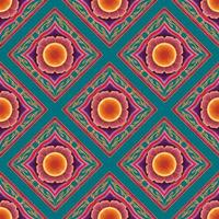 rosa orange blomma på grön kricka. geometriskt etniskt orientaliskt mönster traditionell design för bakgrund, matta, tapeter, kläder, omslag, batik, tyg, vektorillustrationbroderistil vektor