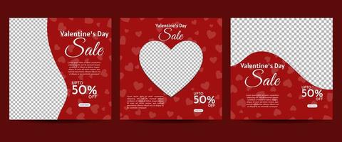 Valentinstag-Social-Media-Beitragsvorlage für Banner, Poster, Grußkarten, Werberabattverkauf usw vektor