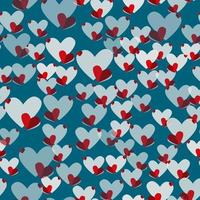 seamless mönster med röda grå hjärtan på blå bakgrund vektor