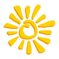 Gelbe stilisierte Sonne in Inky Painted Tribal Style-Vektor-Symbol vektor