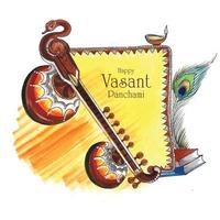 glad vasant panchami firande kort bakgrund vektor