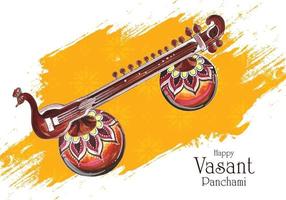hand gezeichneter vasant panchami festivalkartenhintergrund vektor