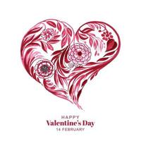 schöner dekorativer floraler Herzform-Valentinstag-Kartenhintergrund vektor