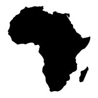 Ausführliche Karte von Afrika-Kontinent im schwarzen Schattenbild
