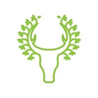 Hirschkopflinie mit blattgrünem Logo Symbol Symbol Vektorgrafik Design Illustration vektor