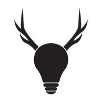 Horn Hirsch mit Lampe Logo Design Vektorgrafik Symbol Symbol Zeichen Illustration kreative Idee vektor