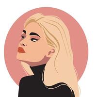 eben Illustration von hell Porträt von blond Frau Benutzerbild auf Rosa Hintergrund. Benutzerbild Symbole Benutzer Profil Medien, Design und Entwicklung von Websites und Anwendungen vektor