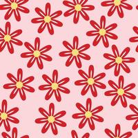 blommönster. söta sömlösa mönster med röda blommor på rosa bakgrund. för papper, omslagspapper, förpackningar, textil. vektor seamless mönster.