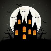 vektorillustration des halloween-schlosses. Einladung zur Halloween-Party vektor