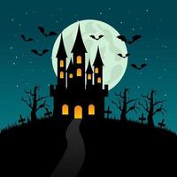 vektor illustration av halloween slott. halloween party inbjudan