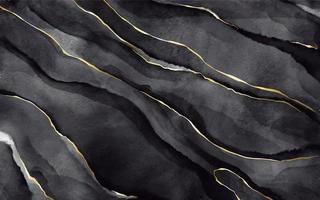 schwarze aquarellsteinstruktur mit goldenen adern vektor