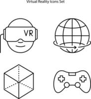 Ikonen der virtuellen Realität stellten lokalisiert auf weißem Hintergrund ein. Symbol für virtuelle Realität dünne Linie Umriss lineares Symbol für virtuelle Realität für Logo, Web, App, ui. Symbol für virtuelle Realität einfaches Zeichen. vektor