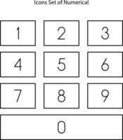 nummer siffror titel samling ikoner set vektor. en två tre fyra fem sex sju åtta nio nolltal vektor