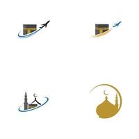 uppsättning av hajj och umrah logotyp illustration vektor