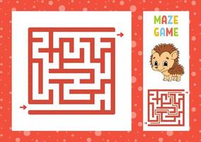 quadratisches Labyrinth. Spiel für Kinder. Puzzle für Kinder. glücklicher Charakter. Labyrinth Rätsel. Farbe-Vektor-Illustration. den richtigen Weg finden. mit Antwort. isolierte Vektor-Illustration. Cartoon-Stil. vektor