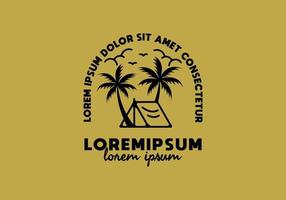 strandcamping strichzeichnungen mit lorem ipsum text vektor