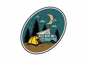 halvmåne camping med husbil illustration vektor