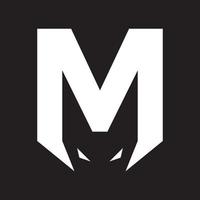 Buchstabe m mit Fledermäusen Gesicht Logo Design Vektorgrafik Symbol Symbol Zeichen Illustration kreative Idee vektor